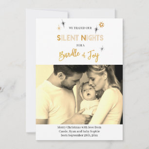 Silent Night Photo Birth Announcement Holiday Kaar Feestdagenkaart