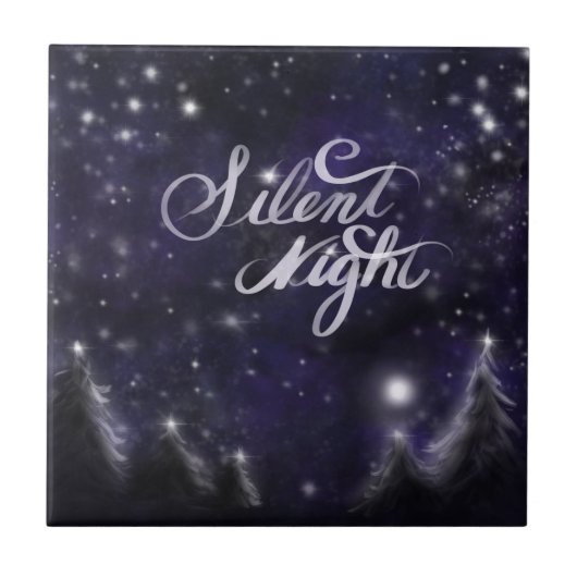 Silent Night - romantic Holiday Snow scene Tegeltje (Voorkant)