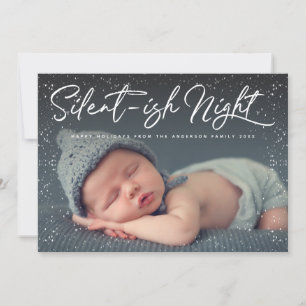 Silent Night Snow Full Photo Feestdagenkaart