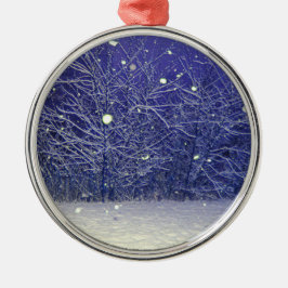 Silent Night Snowfall Metalen Ornament