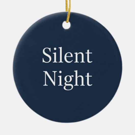 Silent Night Typography Classic Navy Blue & White Keramisch Ornament (Voorkant)