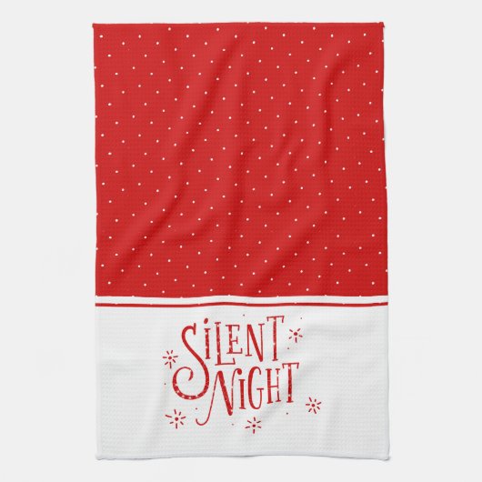 Silent Nights Typografie White en Red Theedoek (Verticaal)