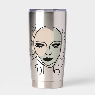 Silent Reflection Minimalist Face Geïsoleerde Drinkbeker