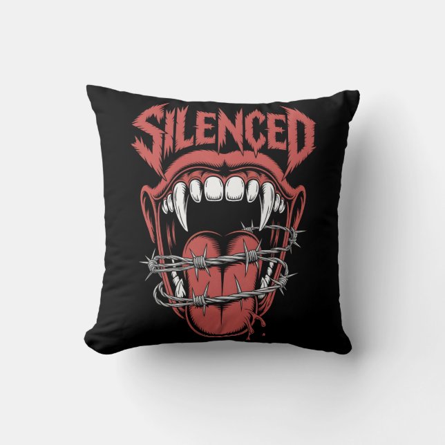 Silent Scream Mouth Illustration Kussen (Voorkant)