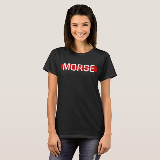 Silent Signal Morse Code Red Line Design T-shirt (Voorkant volledig)