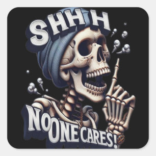 Silent Skeleton: De onthulling van de mysterieuze  Vierkante Sticker