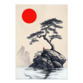 Silent Solitude - Inktlandschapskunst - Zen Decor Foto Afdruk (Voorkant)