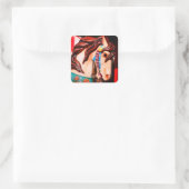 Silent Steed Carousel Horse Vierkante Sticker (Tas)