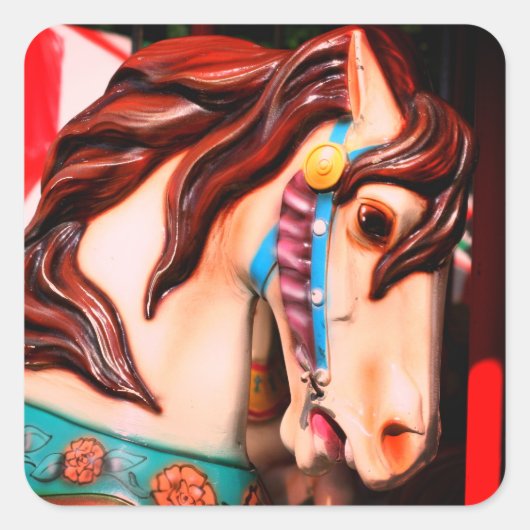 Silent Steed Carousel Horse Vierkante Sticker (Voorkant)