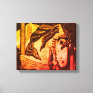 Silent Steed Carrousel Horse in Sepia  Canvas Afdruk