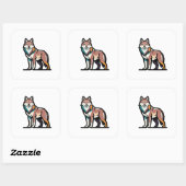 Silent Strength Wolf Illustration Vierkante Sticker (Vel)