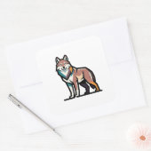 Silent Strength Wolf Illustration Vierkante Sticker (Envelop)