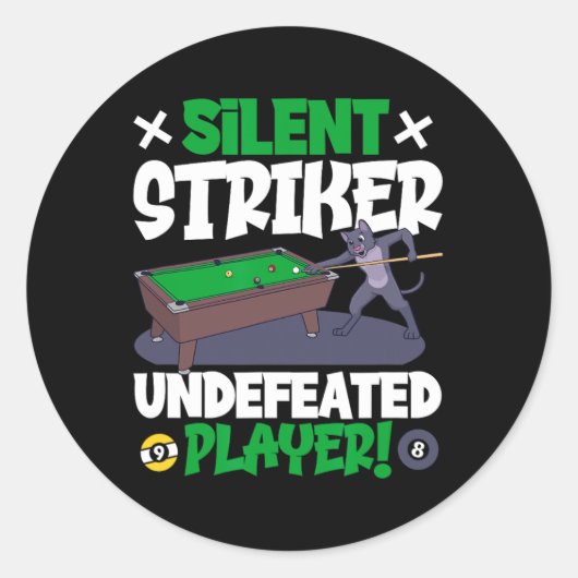 Silent Striker - biljart en kat Ronde Sticker (Voorkant)