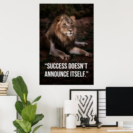 Silent Success Lion Quote Poster -Poster Design (Thuiskantoor)