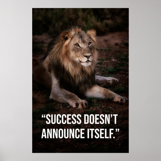 Silent Success Lion Quote Poster -Poster Design (Voorkant)