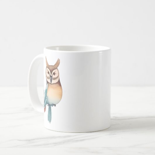 Silent Watcher: grillige uil in zachte tonen Koffiemok (Voorkant links)