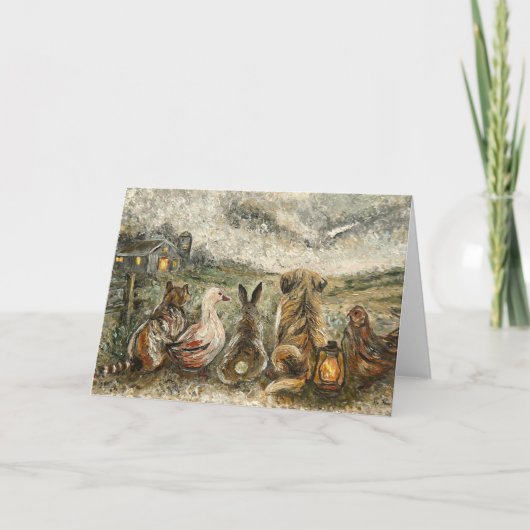 Silent Watching Whimsical Farmhouse Animals  Kaart (Voorkant)