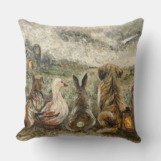 Silent Watching Whimsical Farmhouse Animals  Kussen (Voorkant)