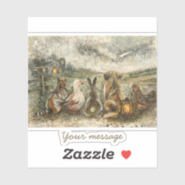 Silent Watching Whimsical Farmhouse Animals  Sticker