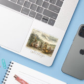 Silent Watching Whimsical Farmhouse Animals  Sticker (Laptop met iPhone)