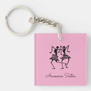 Silhouet Afrikaanse kunst Viering Dance Sister Sleutelhanger