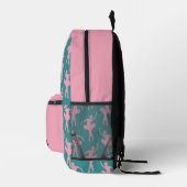 Silhouet Ballerina in Roze en Blauwgroen Bedrukte Rugzak (Rechts)