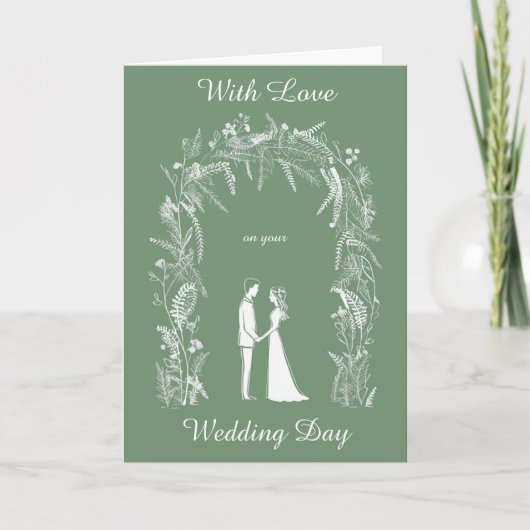 Silhouet bruid en bruidegom gepersonaliseerde brui kaart (Voorkant)