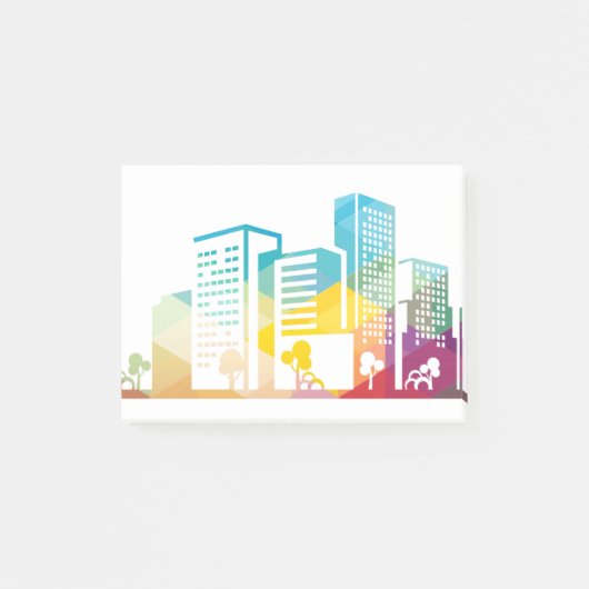 silhouet cityscape-bouwpictogram kleurplaats post-it® notes (Voorkant)