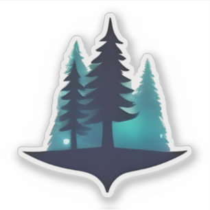 Silhouet dennen met mystieke gloed sticker