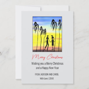 Silhouet en Palmbomen Kerstvakantie Kaart