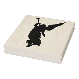 Silhouet Engel met trompet art stempel