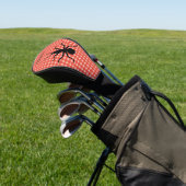 Silhouet Grote Zwarte Mier op Rood wit Plaid Golfheadcover (Insitu)