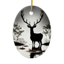 Silhouet, hert, ovaal hangend ornament