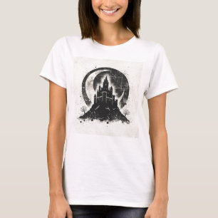 Silhouet Kasteel Halve Maan Grunge Esthetiek T-shirt