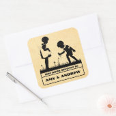 Silhouet kinderboekenplaat vierkante sticker (Envelop)