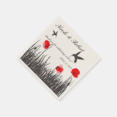 Silhouet Kolibries & Red Poppies Custom Servetten (Hoek)