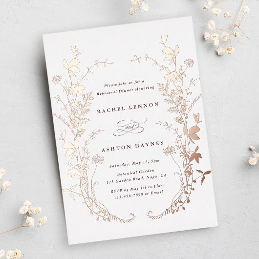 Silhouet Krans Oefen Diner Bloemen Folie Uitnodiging