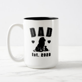 Silhouet Leeuwenwelp Nieuwe Vader Eerste Jaar Tweekleurige Koffiemok