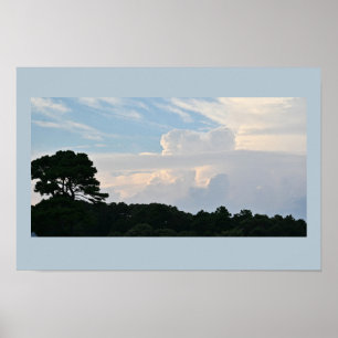 Silhouet met wolken Poster