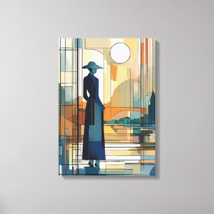 Silhouet Moderne Kleurrijke Verpakte Kunst Canvas Afdruk