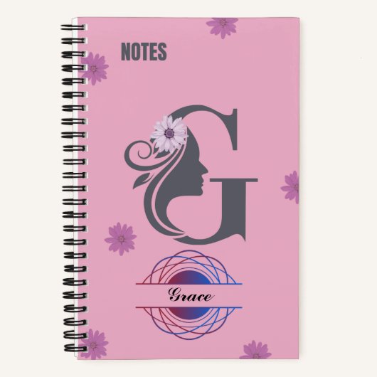 Silhouet Monogram Notitieboek - Genoemd met letter (Voorkant)