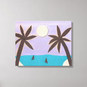 Silhouet Palm en Lavendel Sky Canvas Afdruk