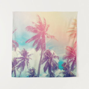 Silhouet palmbomen, zonsondergang abstract. wandkleed