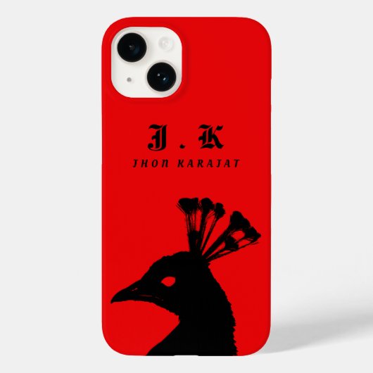 Silhouet Pauw Monogram Zwarte Rode Case-Mate iPhone Case (Achterkant)