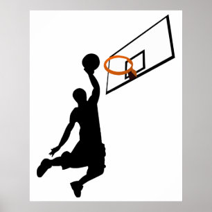 Silhouet Slam Dunk Basketbalspeler Poster