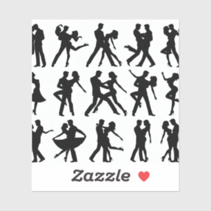 Silhouet stickers van het paar dansen of in ro