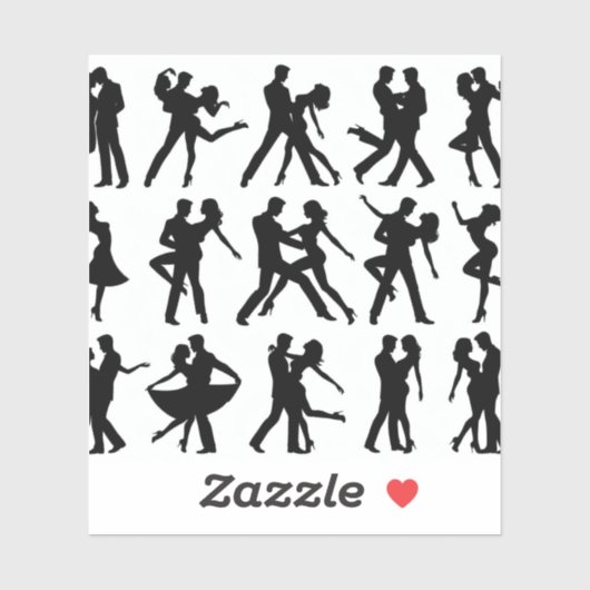 Silhouet stickers van het paar dansen of in ro (Vel)