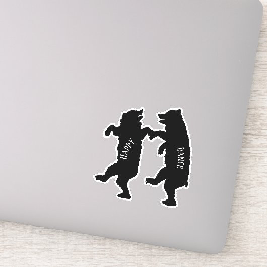 Silhouet Twee Happy Black Beren samen dansen Sticker (Detail)