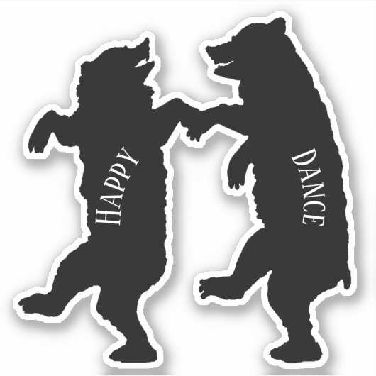 Silhouet Twee Happy Black Beren samen dansen Sticker (Voorkant)