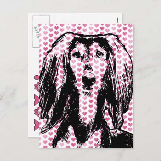 Silhouet Valentijns - Saluki Feestdagenkaart (Voorkant / Achterkant)